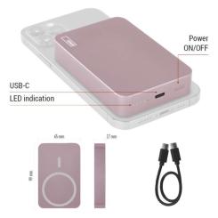 Батарея универсальная EMOS 10000mAh WI1046, 20W, Wireless, salmon Фото 6
