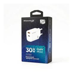 Зарядное устройство Grand-X GaN 1xUSB-C + 1xUSB QC3.0 36W white Фото 4