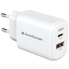 Зарядное устройство Armorstandart 1xUSB-C + 1xUSB 25W GaN white Фото 2