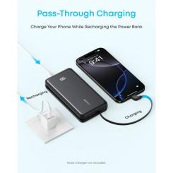 Батарея универсальная Anker 20000mAh 22.5W Built-In USB-C Cable Black Фото 2
