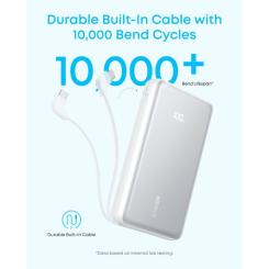 Батарея универсальная Anker 20000mAh 22.5W Built-In USB-C Cable Black Фото 5