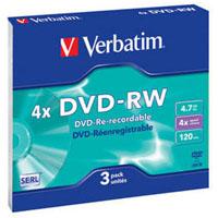 Диск DVD Verbatim 4.7Gb 4x Slim Case 3шт Matte Silver Фото