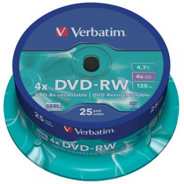 Диск DVD Verbatim 4.7Gb 4x CakeBox 25 шт silver Фото