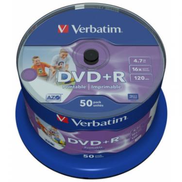 Диск DVD Verbatim 4.7Gb 16X CakeBox 50штWidePrintable Фото