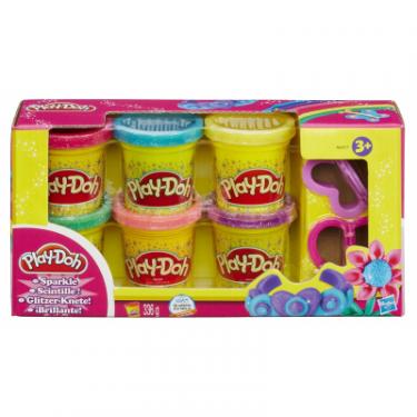 Набор для творчества Hasbro Play-Doh пластилин из 6 баночек Блестящая коллекци Фото