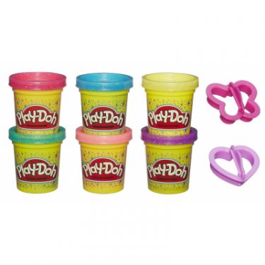 Набор для творчества Hasbro Play-Doh пластилин из 6 баночек Блестящая коллекци Фото 1