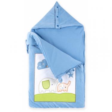 Спальный конверт Luvena Fortuna голубой многофункциональный с рисунком слоненка Фото