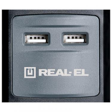 Сетевой удлинитель REAL-EL RS-5 USB CHARGE 3m, black Фото 1