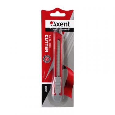 Нож канцелярский Axent 9 мм, metal runners, blister, gray-red Фото 1