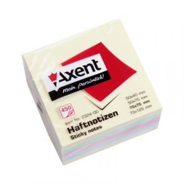 Бумага для заметок Axent with adhesive layer 75x75мм,450sheets,pastel color Фото 1