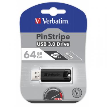 USB флеш накопитель Verbatim 64GB PinStripe Black USB 3.0 Фото 4