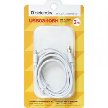 Дата кабель Defender USB08-10BH USB - Micro USB, white, 3m Фото 2
