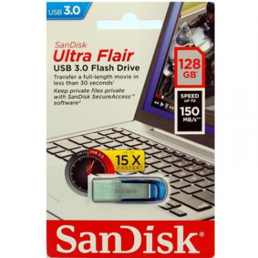 USB флеш накопитель SanDisk 128GB Ultra Flair Blue USB 3.0 Фото 5