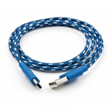 Дата кабель Vinga USB 2.0 AM to Type-C 2color nylon 1m blue Фото 1