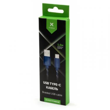 Дата кабель Vinga USB 2.0 AM to Type-C 2color nylon 1m blue Фото 3