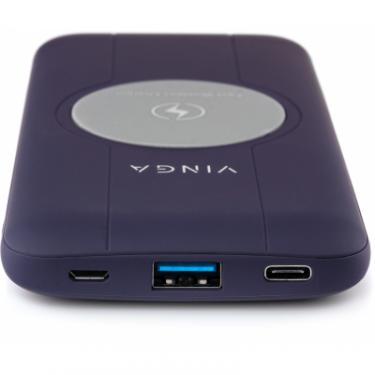 Батарея универсальная Vinga 10000 mAh Wireless QC3.0 PD soft touch purple Фото 3