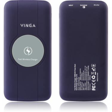 Батарея универсальная Vinga 10000 mAh Wireless QC3.0 PD soft touch purple Фото 5