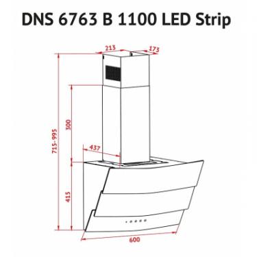 Вытяжка кухонная Perfelli DNS 6763 B 1100 WH LED Strip Фото 5