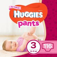 Подгузники Huggies Pants 3 для девочек (6-11кг) 116 шт (58x2) Фото