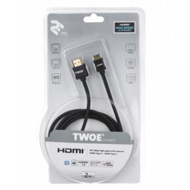 Кабель мультимедийный 2E HDMI to mini HDMI 2.0m Фото 2