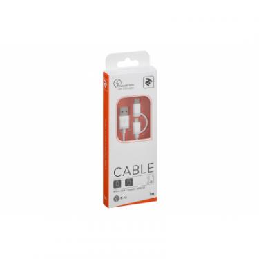 Дата кабель 2E USB 2.0 AM to Micro 5P + Type-C 1.0m 5V/2.4A, Whit Фото 2