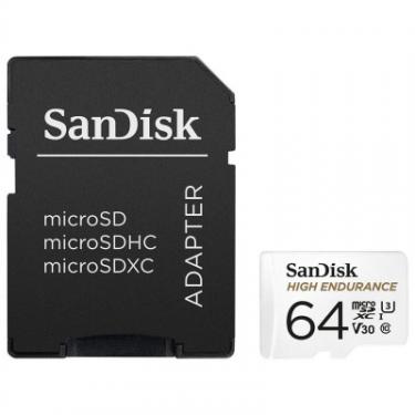 Карта памяти SanDisk 64GB microSDXC class 10 UHS-I U3 V30 High Enduranc Фото 1