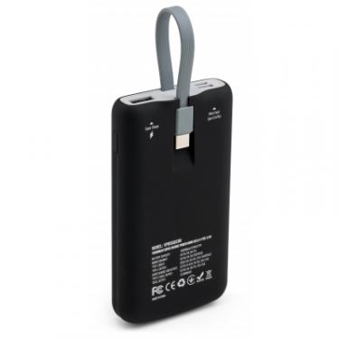 Батарея универсальная Vinga 10000 mAh SuperQC soft touch w/cable 22.5W black Фото 1