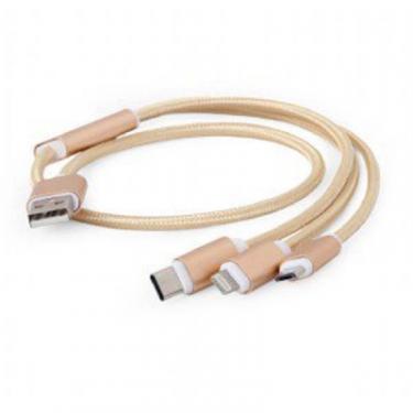 Дата кабель Cablexpert USB 2.0 AM to Lightning + Micro 5P + Type-C 1.0m g Фото 1