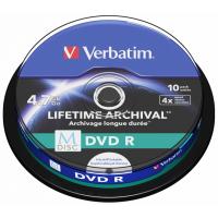 Диск DVD Verbatim 4.7GB 4X INKJET PRINTABLE M-Disc 10Pack Spindle Фото