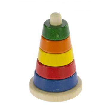 Развивающая игрушка Nic Пирамидка деревянная коническая разноцветная Фото
