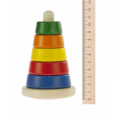 Развивающая игрушка Nic Пирамидка деревянная коническая разноцветная Фото 1