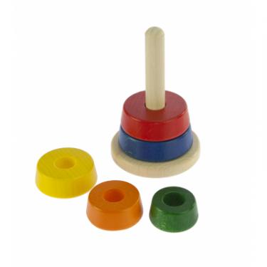 Развивающая игрушка Nic Пирамидка деревянная коническая разноцветная Фото 3