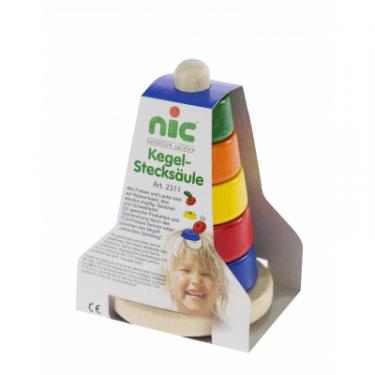 Развивающая игрушка Nic Пирамидка деревянная коническая разноцветная Фото 5