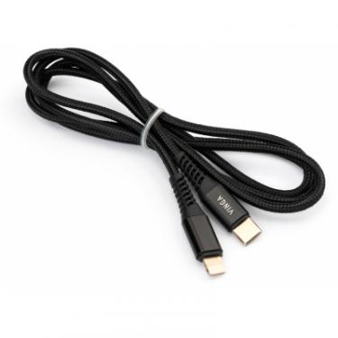 Дата кабель Vinga USB-C to Lightning 1.0m 3A 18W nylon braided black Фото 1