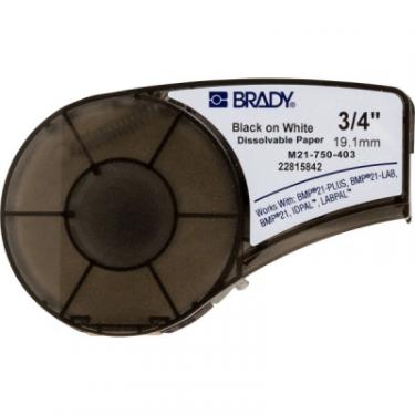 Лента для принтера этикеток Brady растворяющиеся, лента 19.05mm/6.4m, черный на бело Фото