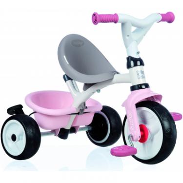 Детский велосипед Smoby с козырьком, багажником и сумкой Розово-серый Фото 1