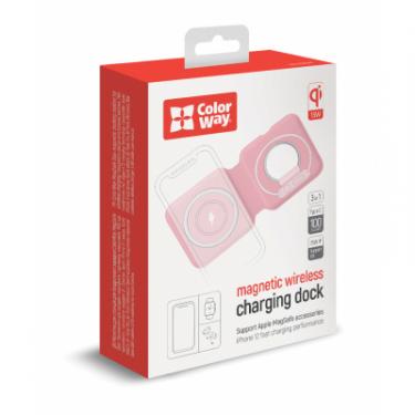 Зарядное устройство ColorWay MagSafe Duo Charger 15W for iPhone (Pink) Фото 2