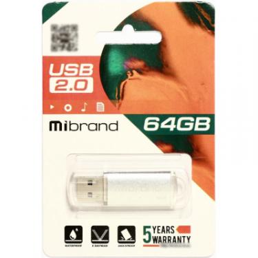 USB флеш накопитель Mibrand 64GB Cougar Silver USB 2.0 Фото 1