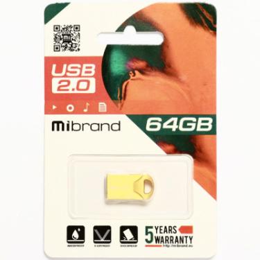 USB флеш накопитель Mibrand 64GB Hawk Gold USB 2.0 Фото 1