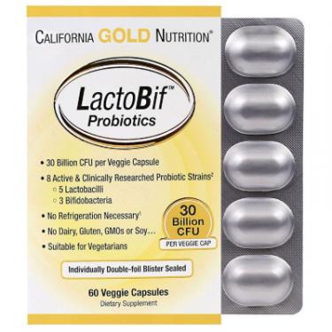 Пробиотики California Gold Nutrition Пробиотики LactoBif, Probiotics, 30 млрд КОЕ, 60 Фото