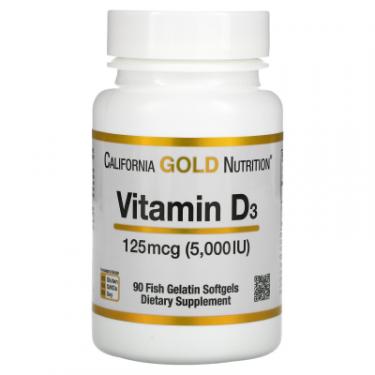 Витамин California Gold Nutrition Витамин D3, 5000 МЕ (125 мкг), 90 желатиновых кап Фото