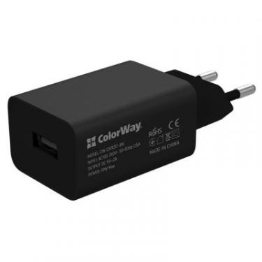 Зарядное устройство ColorWay 1USB AUTO ID 2A (10W) black + cable Type C Фото