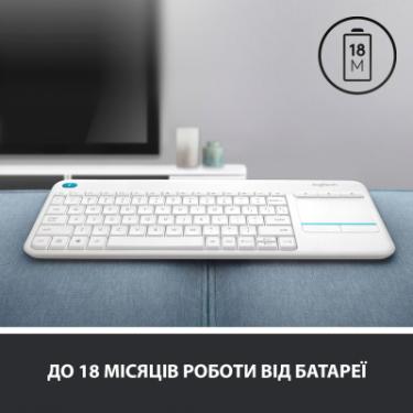 Клавиатура Logitech K400 Plus Touch Wireless UA White Фото 6