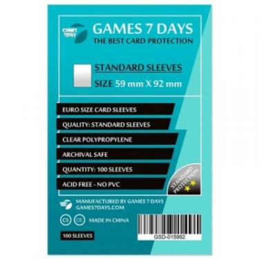 Протектор для карт Games7Days 59 х 92 мм, Euro, 100 шт (STANDART) Фото