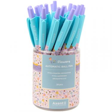 Ручка шариковая Axent автоматична Flowers, синя Фото 2