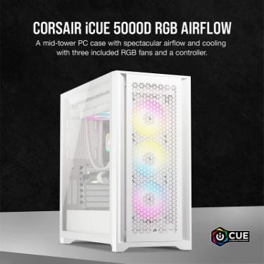 Корпус Corsair iCUE 5000D RGB AirFlow Tempered Glass White Фото 6
