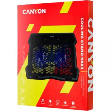 Подставка для ноутбука Canyon NS03, 10-15.6 laptop, dual-fan with 2x2.0 USB hub Фото 3
