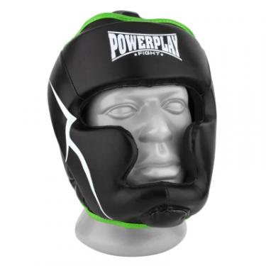 Боксерский шлем PowerPlay 3100 PU Чорно-зелений M Фото