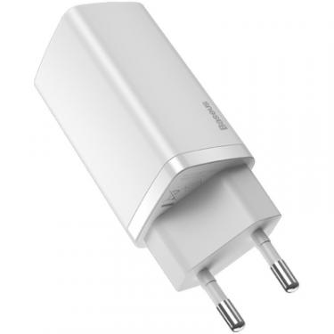 Зарядное устройство Baseus 2xUSB 65W GaN (USB-C+USB-A) white Фото 2