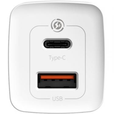 Зарядное устройство Baseus 2xUSB 65W GaN (USB-C+USB-A) white Фото 3